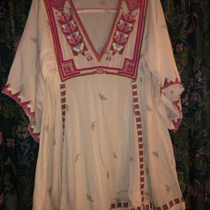Free People White Embroidered Tunic Mini Dress Large